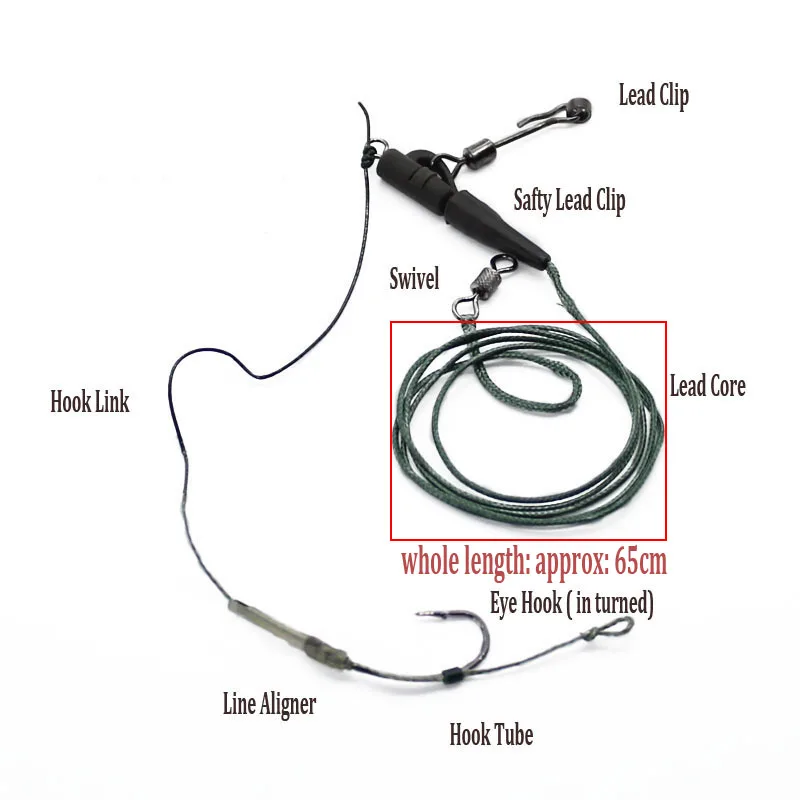 1 Set Handmade Carp Fishing Rig Ready Tied Hair Rig with Coated Line Leadcorn Leader Hair Rig For Carp Fishing leader Line - imagen 2