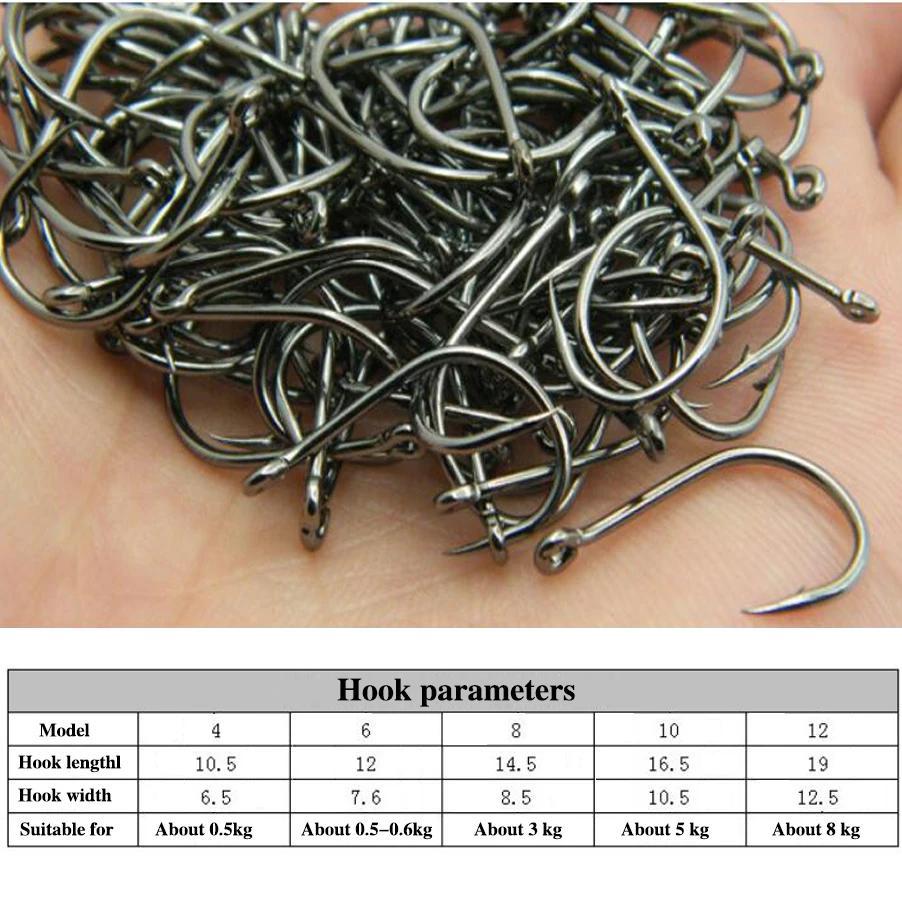 100 unids/lote anzuelos de Pesca de acero con alto contenido de carbono 4 6 8 10 12 señuelo de manivela gusano Pesca - imagen 4