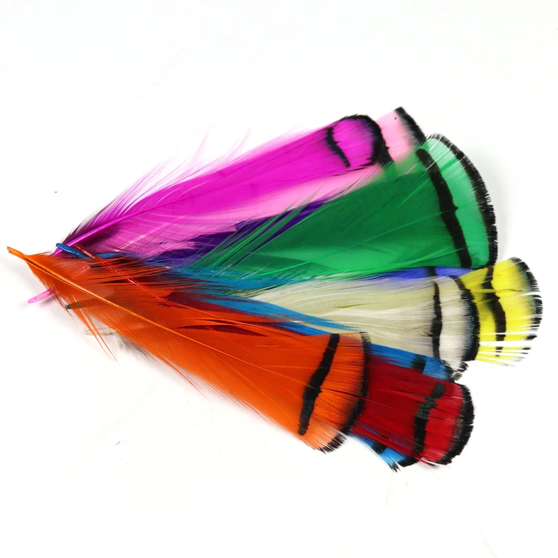 Bimoo-pluma Amherst Tippet Nymph Wet Streamer Wing Tag, Material para atar moscas, Cabeza de Acero de salmón, 10 Uds.