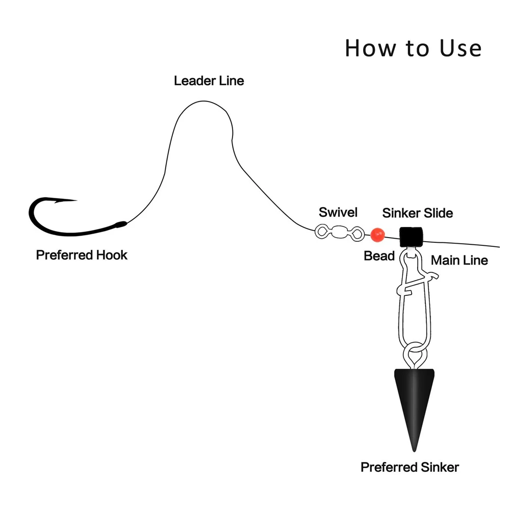 Deslizador de plomo de pesca amarillo, herramienta deslizante de cambio rápido con Clips de seguridad, Conector de pesca para aparejos de pesca, 100 unids/lote - imagen 4
