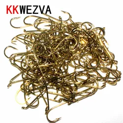 KKWEZVA-anzuelos de pesca con mosca de níquel, anzuelos de pesca con mosca de Ninfa, anzuelo de pesca con mosca de níquel dorado, 18mm/ancho 7mm, 8 #, 100 unidades