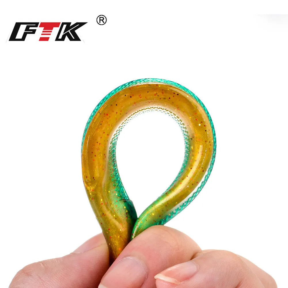 FTK-señuelo de pesca suave, cebo de silicona para sábalo, atrayente de olores, cebo Artificial de 90mm, 120mm y 160mm, Wobblers de cola en T, Swimbait - imagen 5
