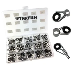 THKFISH 80 piezas Kit de reparación de guías de caña de pescar # 1.8- # 8,6 cañas de pescar telescópicas, anillos oculares, punta guía, juego de repuesto