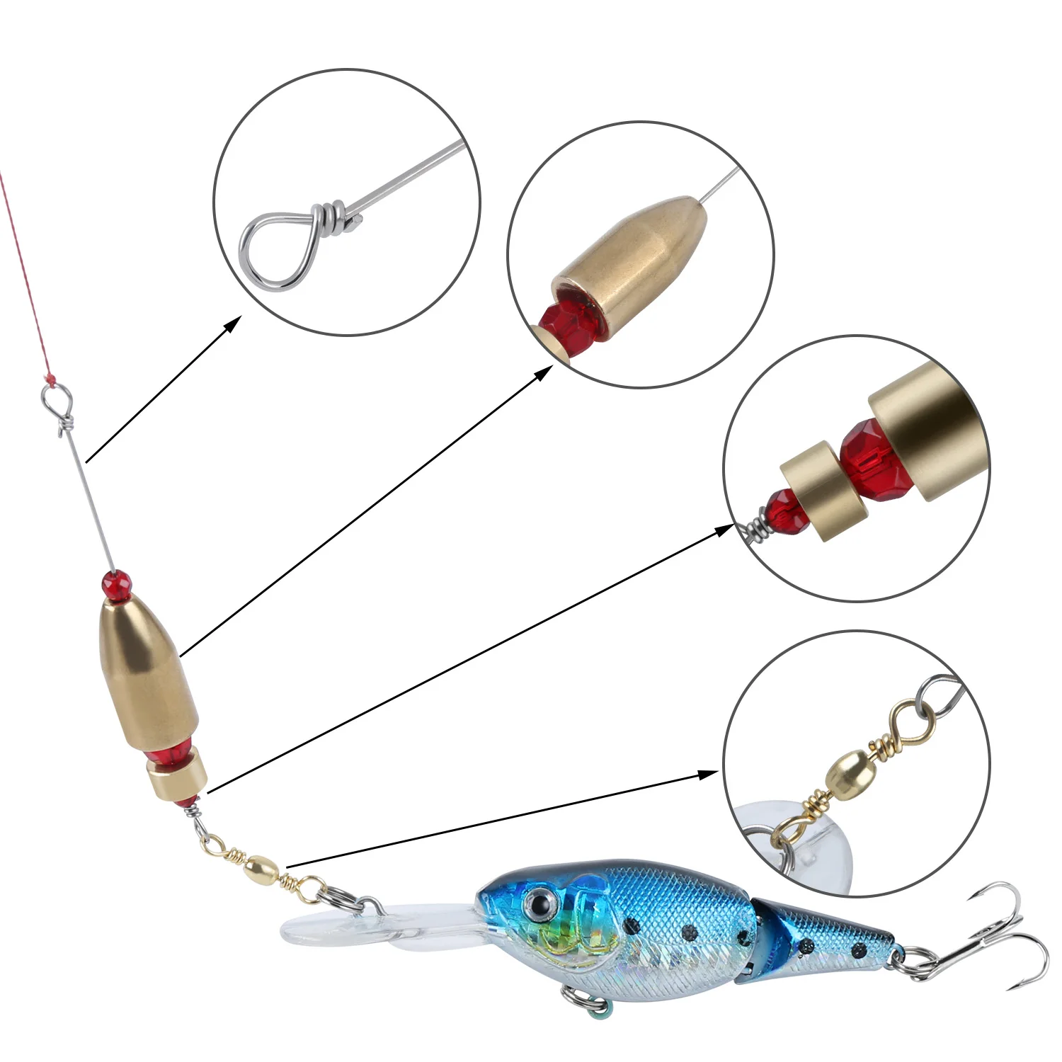 Sougayilang-Conector de anillo giratorio de pesca de latón, equipo de pesca, herramientas de aparejos - imagen 2