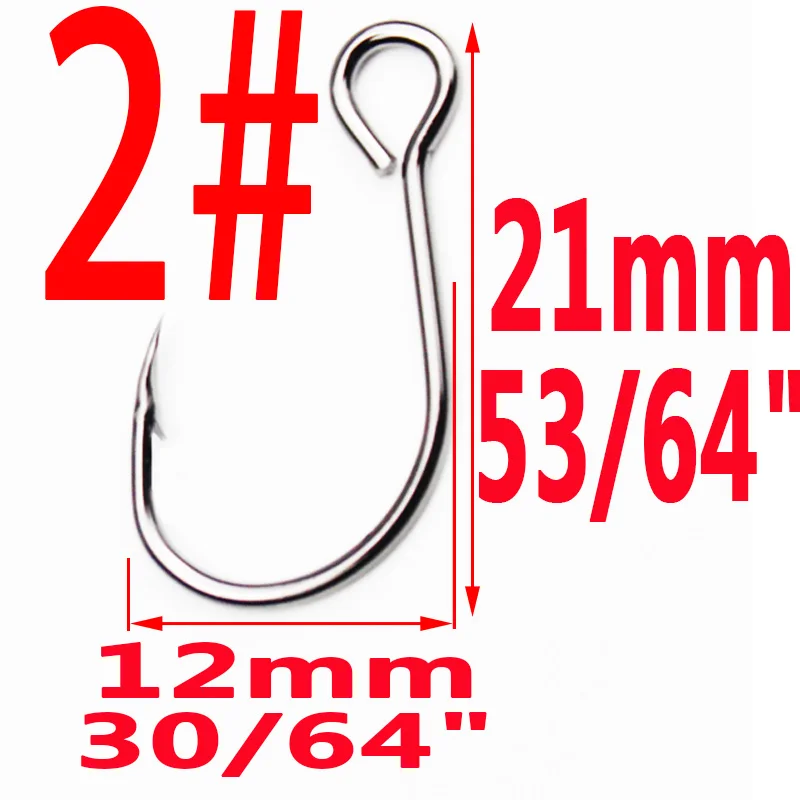 Anzuelo de repuesto para señuelo de pesca, herramienta afilada de acero al carbono, de un solo pez, en línea, tamaño de ojo grande 8 6 4 2 1 1/0 2/0 3/0, 10 Uds. - imagen 5