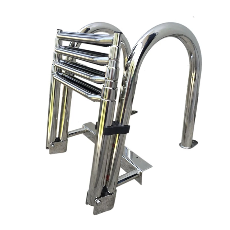 Escalera telescópica de acero inoxidable, 4 escalones, plataforma superior para piscina, muelle de natación - imagen 2