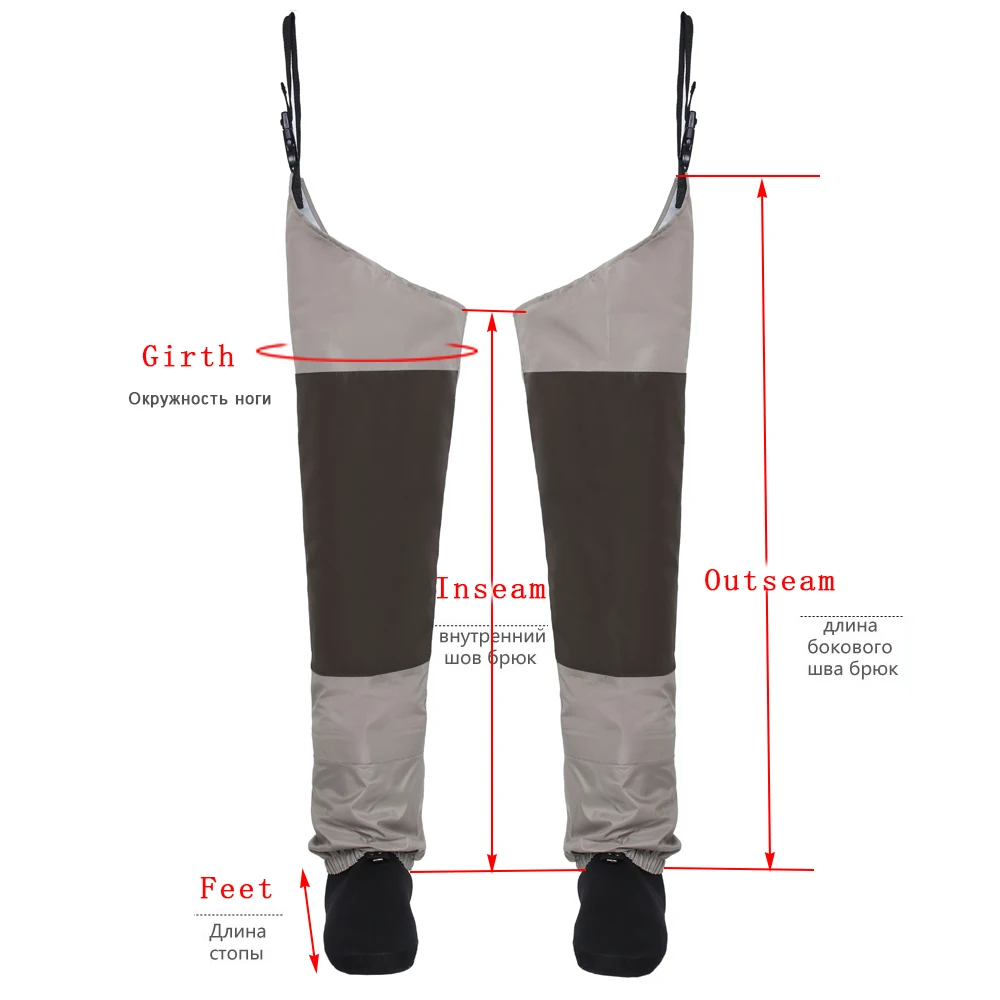 Un pantalón con varias partes etiquetadas en ruso. Las etiquetas indican las diferentes partes del pantalón:
- Circunferencia (Гirth) se refiere a la pretina o la parte que rodea la cintura