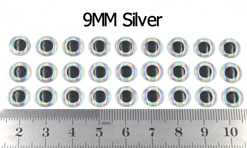 MNFT 50 unids/lote nueva pesca 3D pegajoso holográfico señuelo ojos 7mm/9mm DIY hacer atado de moscas Material plantillas Crankbait cebos duros - imagen 5