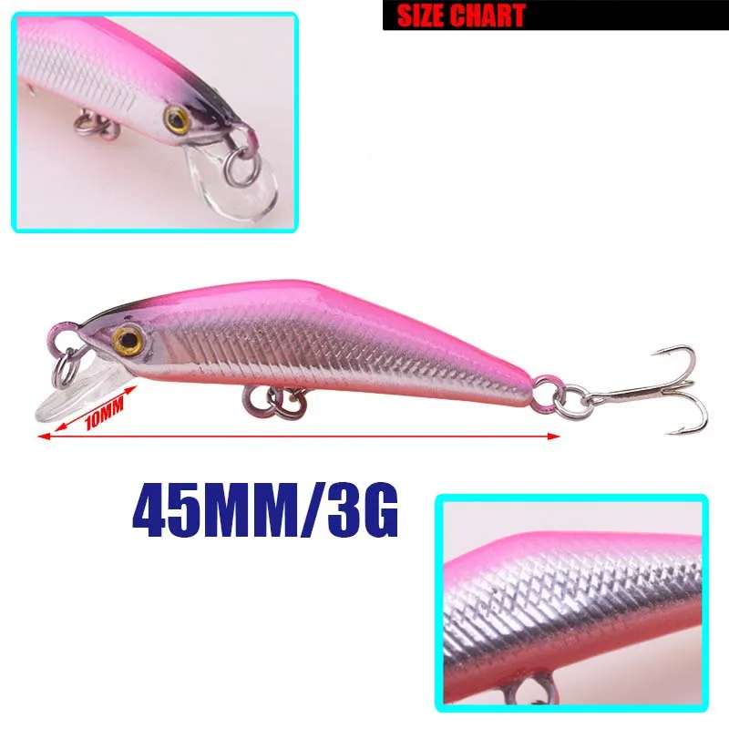 WDAIREN-señuelo de Pesca de Minnow, cebo duro que se hunde, 4,5 cm, 3g, Japón, Wobbler Perch, trucha, salmón, lubina, aparejos - imagen 4