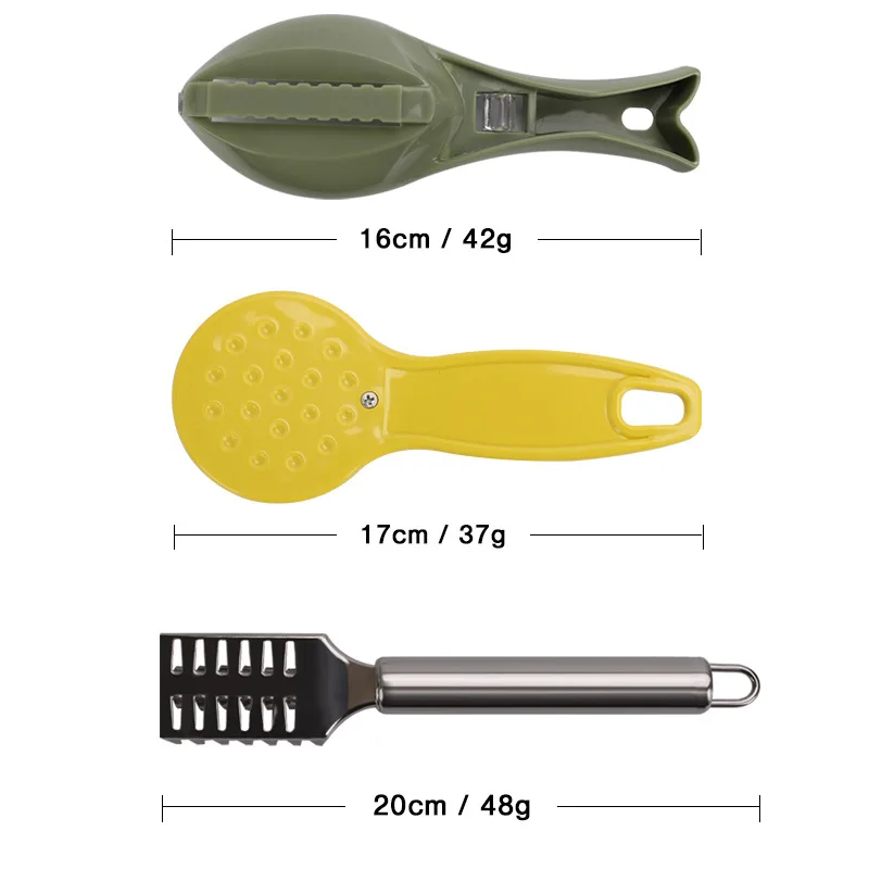 Raspador de escamas de pescado de acero inoxidable, herramientas escaladoras de pesca de plástico de tamaño pequeño y grande, eliminador de piel - imagen 4