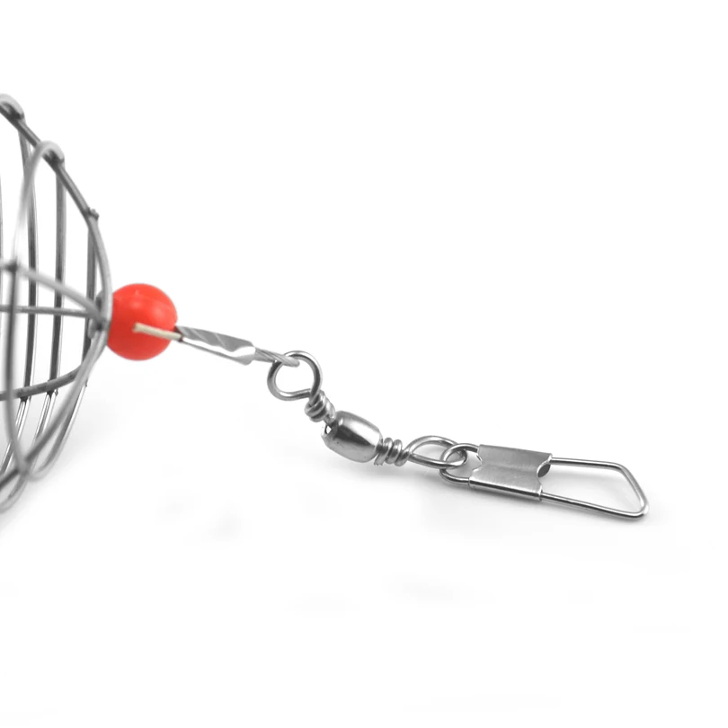 MNFT-jaula de señuelo de pesca de alambre de acero inoxidable, trampa de cebo pequeña, cesta de fondo redondo, soporte de alimentador, aparejos de pesca, 2 uds. - imagen 5