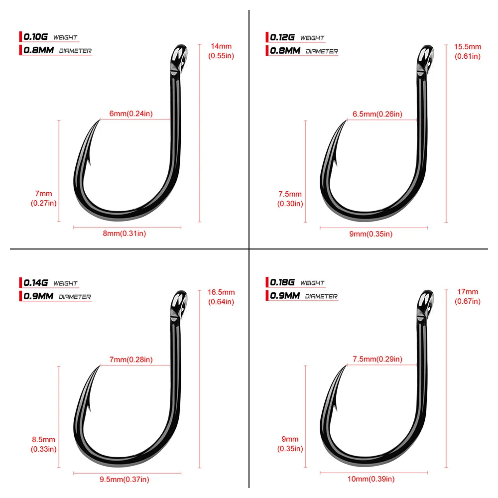 Anzuelo de Pesca de acero con alto contenido de carbono, anzuelos de Pesca Offset, anzuelo de mar, anzuelos de Pesca anchos súper bloqueados, aparejos de señuelo, 200 piezas - imagen 5