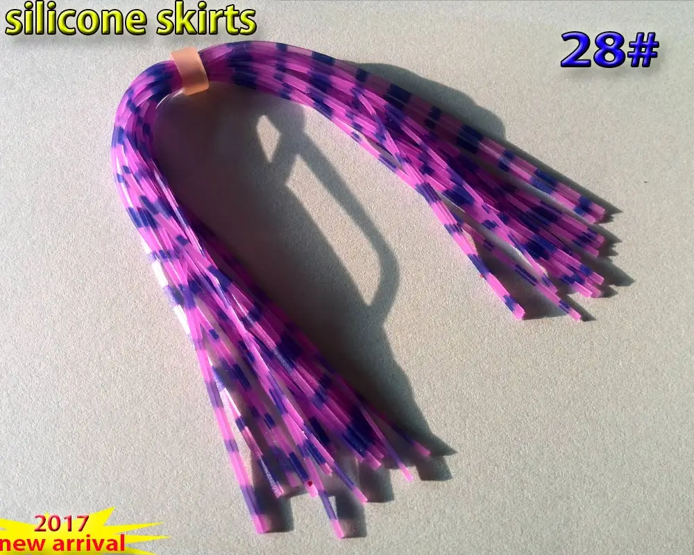 2017 faldas de pesca de silicona, tiras de pestañas en total, 15 mechones/lote, la longitud es de 13cm, fabricación de señuelos, plantillas de lubina artesanales, cebo giratorio - imagen 5