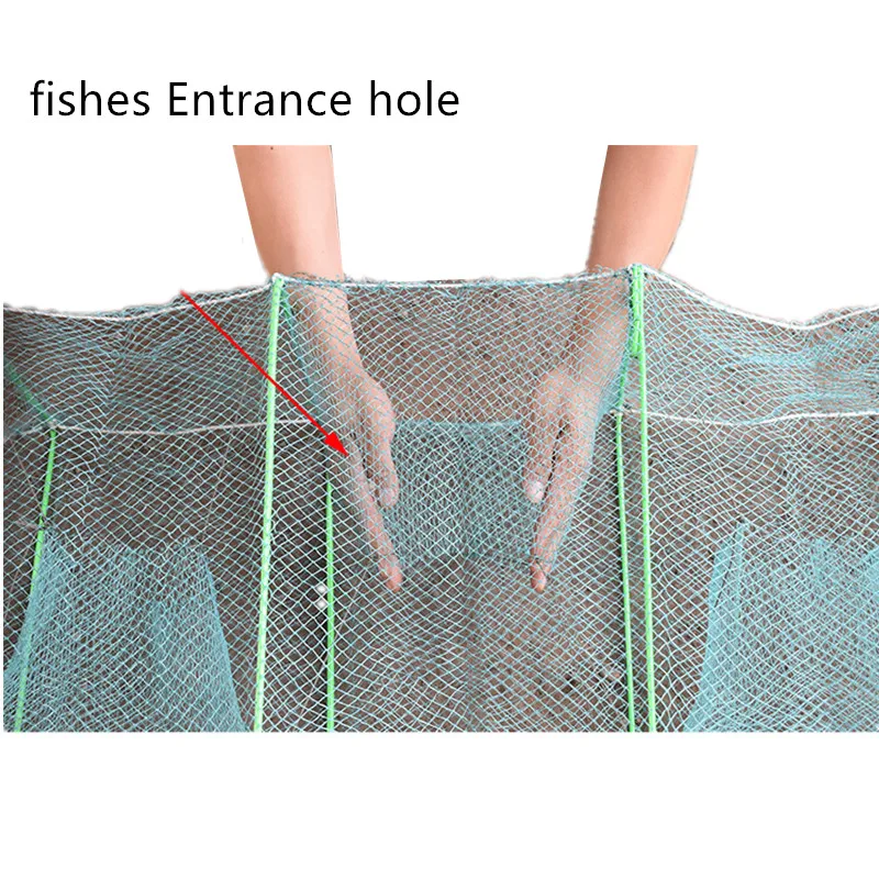 Jaula De pesca fuerte De 10m, Material anudado De 27 secciones, herramienta De pesca De camarón, productos De pesca al aire libre, Red De pescado - imagen 5