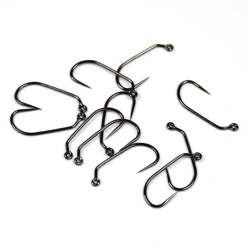 Bimoo-anzuelos de pesca con mosca, anzuelos de pesca con mosca, 60 grados, acabado en níquel negro forjado, prémium, 25 unidades por lote, 12, 14, 16 - imagen 3