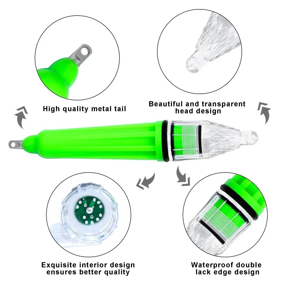 Hyaena 2 unids/lote lámpara subacuática de pesca pesca de gota profunda Iight señuelo de pesca de calamar la mayoría de los profundos 300M luz intermitente - imagen 3