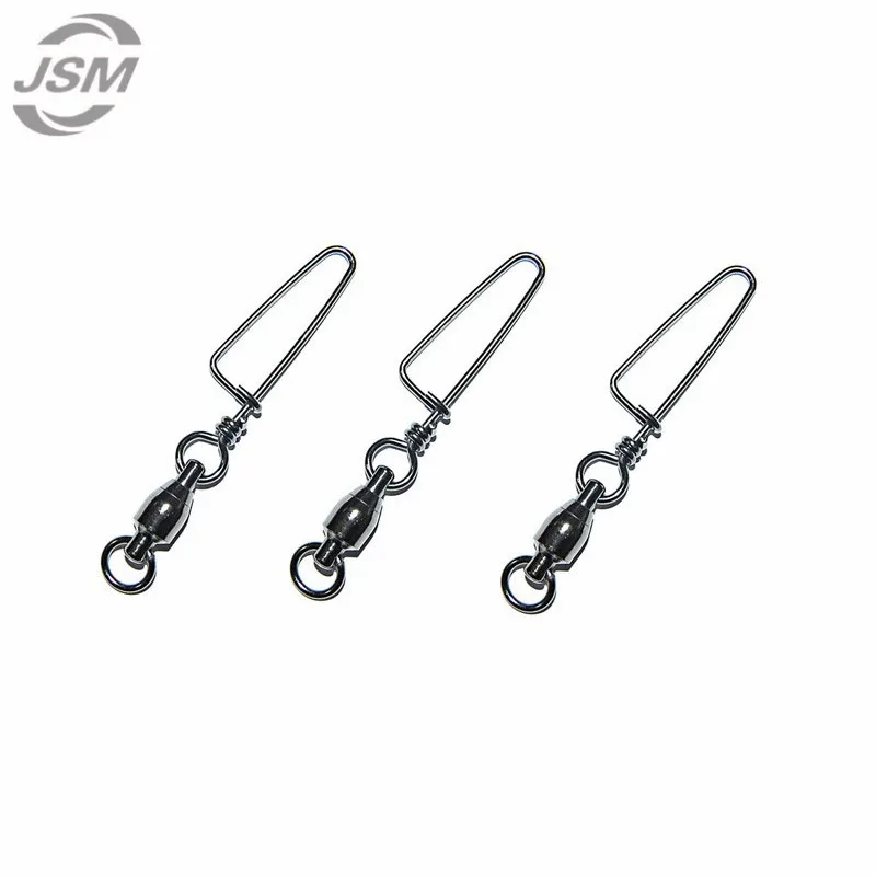 JSM-rodamiento de bolas giratorio de pesca, 10 piezas, cierre de costa, latón con conector giratorio de níquel negro, aparejos de pesca - imagen 2