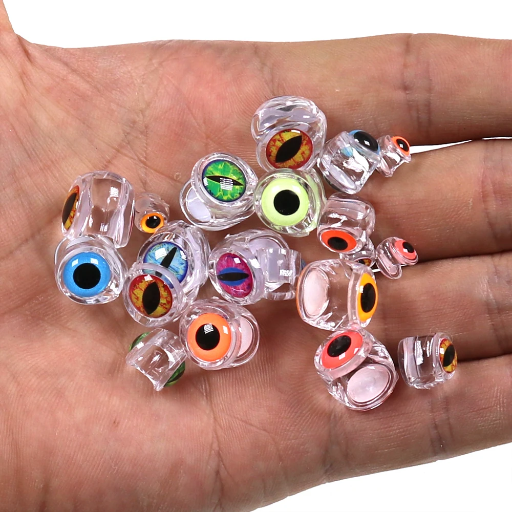 10 Uds. Streamer suspendido atado de moscas máscara de pescado/ojos de pez 3D luminosos reptil ojo de dragón Pike Bass trucha Material de atado de moscas de agua salada - imagen 5