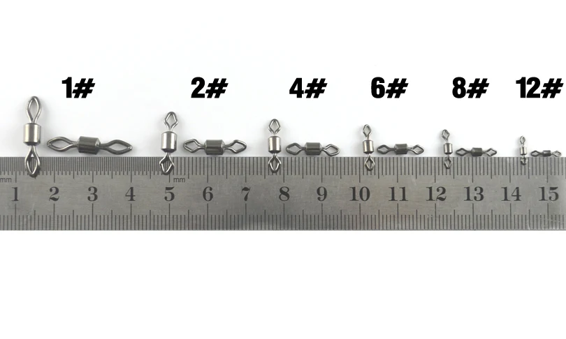 MNFT 200 unids/lote doble diamante ojo giratorio 8 palabras anillos sólidos giratorios cobre + conectores de pesca de acero inoxidable - imagen 4