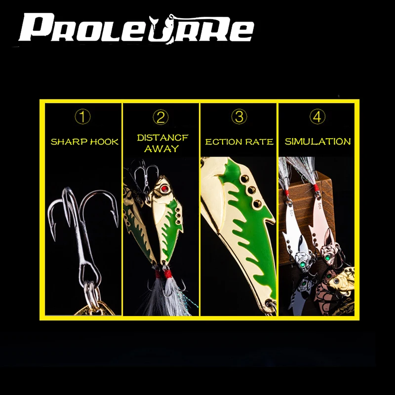 Señuelo de Pesca con vibración VIB, 1 piezas, 5cm, 7,5g, cuchara giratoria, señuelo de Pesca de lubina, aparejos de Pesca de Metal Artificial - imagen 5