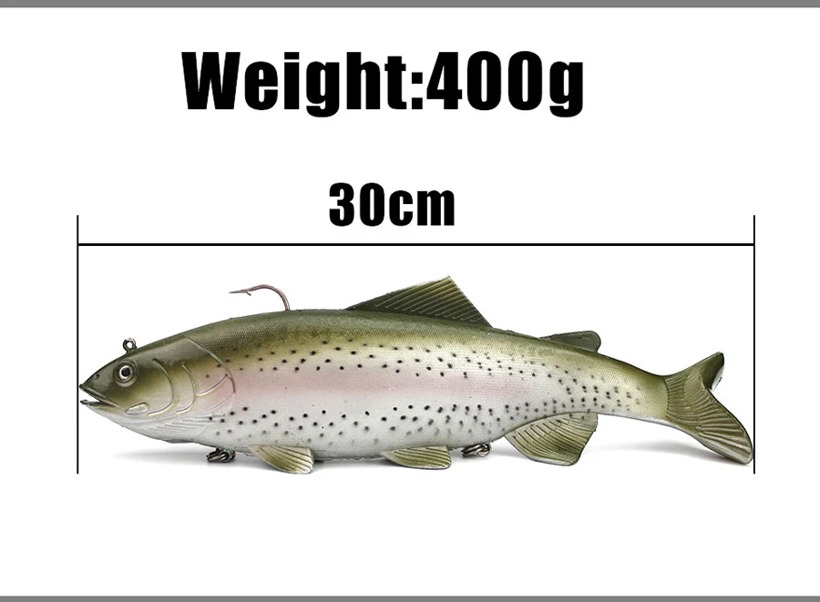 Señuelo de Pesca de Mar de gran tamaño, simulador suave, Wobblers artificiales, cebos de Lucio, Swimbait, cebo de manivela para peces grandes, 20cm/30cm - imagen 2