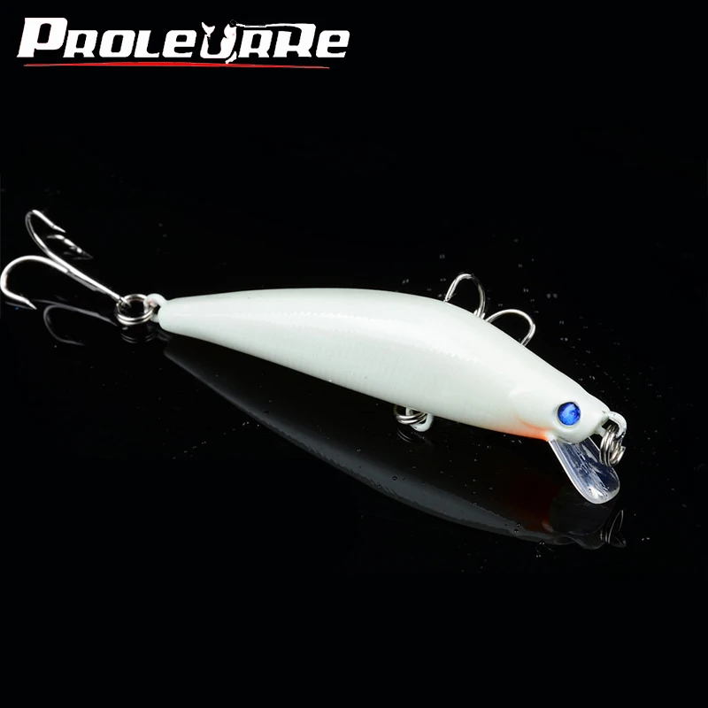 Señuelo de Pesca de pececillo luminoso, 8cm, 8,5g, Wobbler de plástico, cebo duro Artificial para Pesca de lubina con anzuelos, aparejos de Pesca brillantes, 1 ud.
