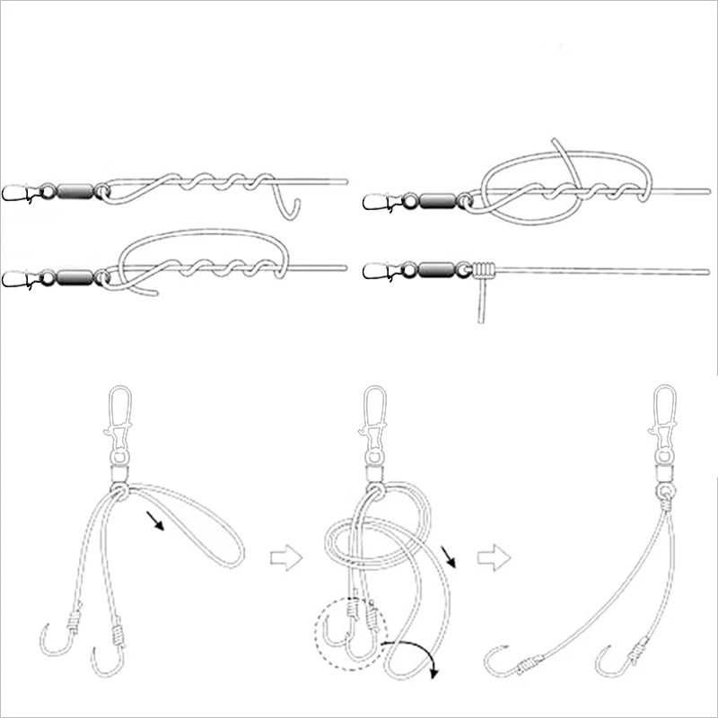 Conector de pesca giratorio, rodamiento de Pin de pescado, gancho a presión de acero inoxidable, aparejos de señuelo, artículos para pesca, 50 Uds./1 Caja 2 # a 14 # - imagen 5