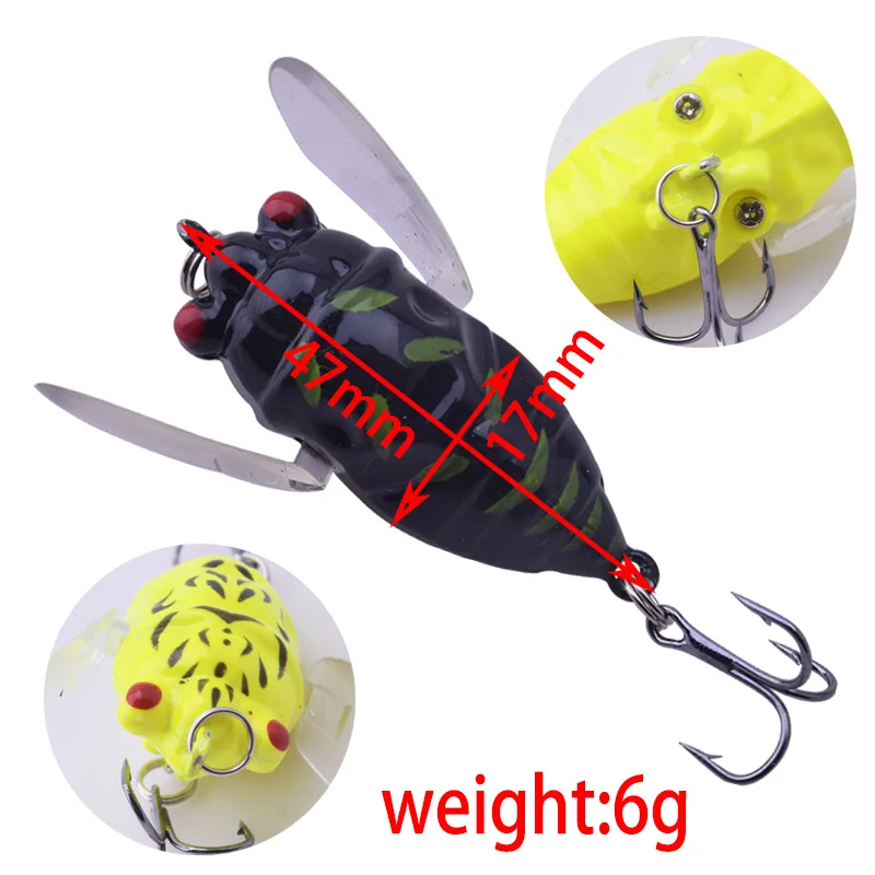 1 Uds. Señuelo de Pesca de insectos Topwater 4,7 cm 6g cebo duro Bass Crankbait plantilla voladora wobbler aparejos de Pesca cicada Pesca de carpa Pesca - imagen 2