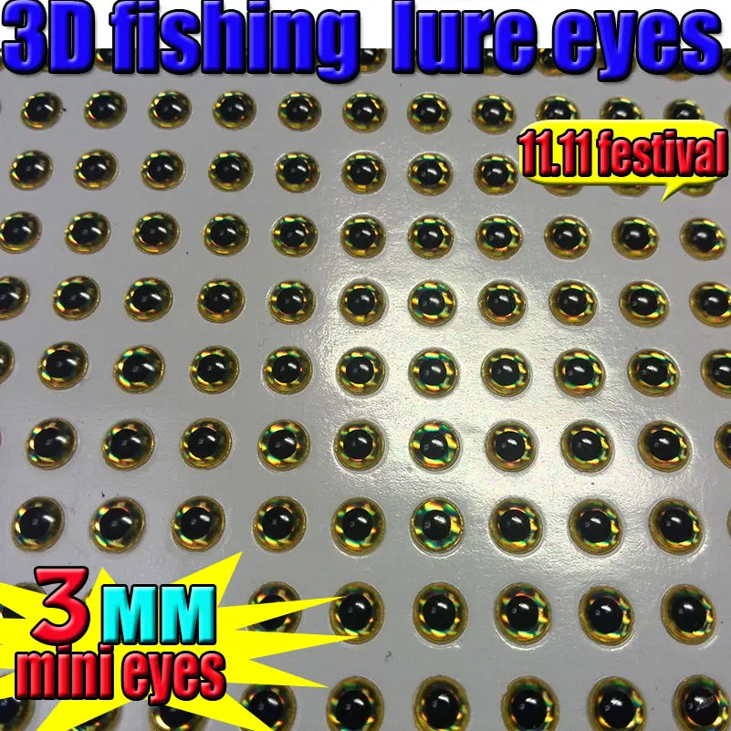 ¡11,11 ventas! Tamaño de los ojos del señuelo de pesca: 3MM, elige el color rojo, dorado y plateado, 1000 unids/lote - imagen 3