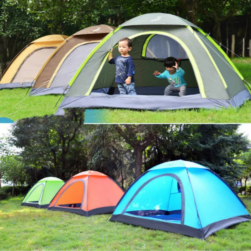 Tienda De campaña para exteriores, Barraca De acampada totalmente automática para el hogar, resistente a la lluvia, doble, 2 Carpas, 3-4 - imagen 5