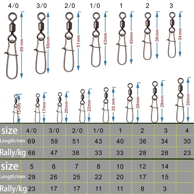 WDAIREN-conector de pesca giratorio de acero inoxidable, caja de aparejos de pesca, WD-369, 50 unids/lote - imagen 2