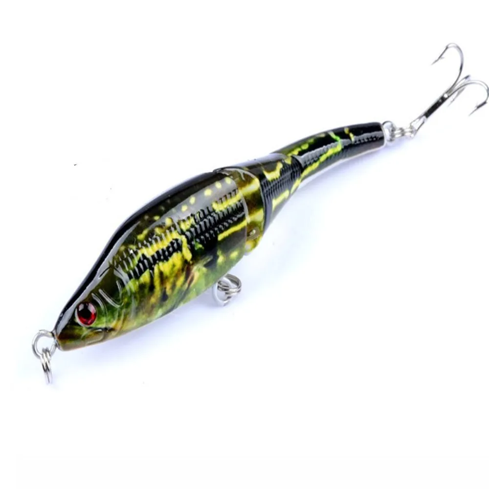 1 Uds. Señuelo de Pesca Minnow 9g 10cm ojos 3D sección Multi articulada Wobbler Crankbait Lucio duro cebo Jerkbait Pesca de plástico - imagen 5