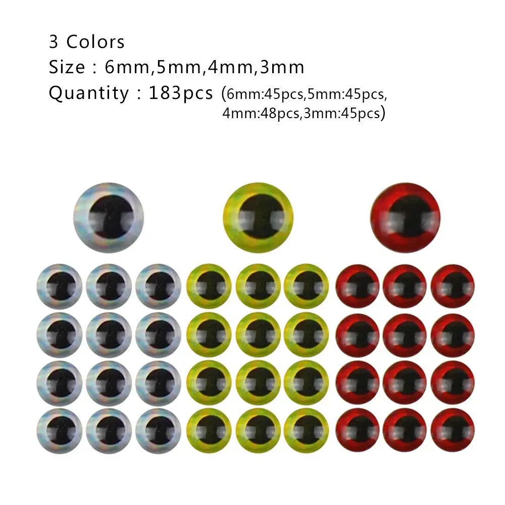 549 Uds 3mm 4mm 5mm 6mm ojos de señuelo de pesca 3D Color mezclado Material de atado de moscas ojo holográfico accesorios de pesca pegatina - imagen 4