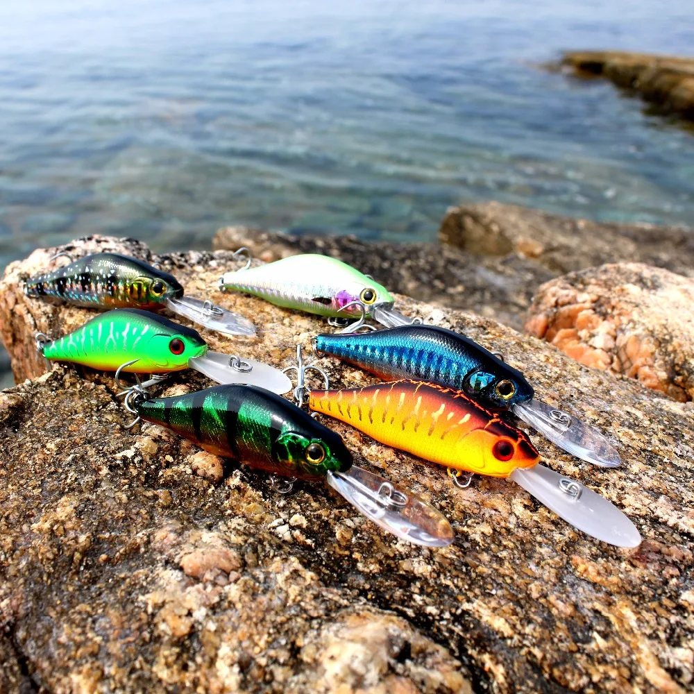 AOCLU sábalo flotante para buzo profundo, 70mm, 9,2g, cebo duro Minnow, manivela, Aleteo de pesca, alta velocidad de vibración, señuelo rodante, gancho para lubina VMC - imagen 5