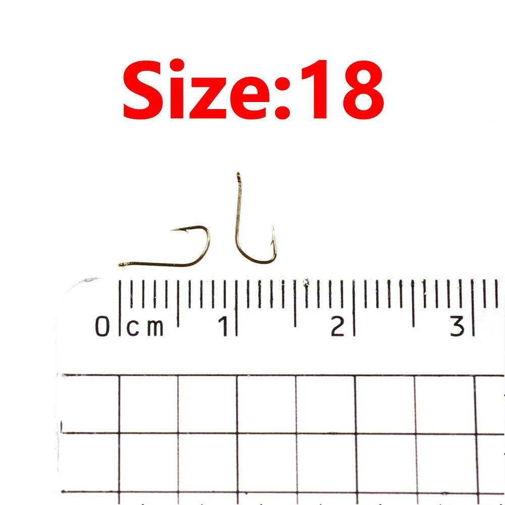 Bimoo-anzuelo de mosca seca de alambre fino, gancho de atado de moscas de Color rojo y dorado, punta afilada, para pesca con mosca pequeña, 20 unidades - imagen 5