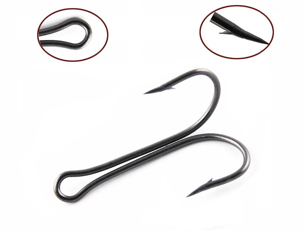 JSM-anzuelos de pesca de acero al carbono, 50 unids/lote, doble gancho de anclaje, aparejos de pesca de agua salada, tamaño 8 #-4/0 - imagen 3