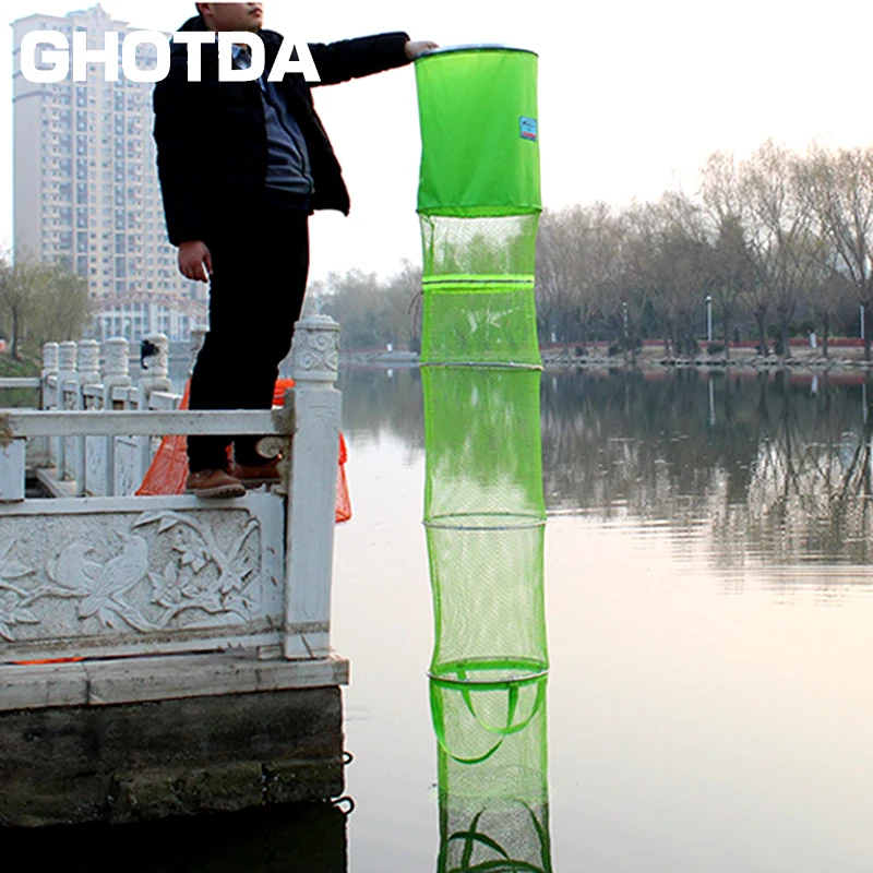 Cesta plegable de red para mantener a los peces vivos en el agua, diámetro de 25cm/33cm, longitud de 1,6 m, 1,8 m, 2,0 m, 2,5 m, 3,0 m, nueva - imagen 4