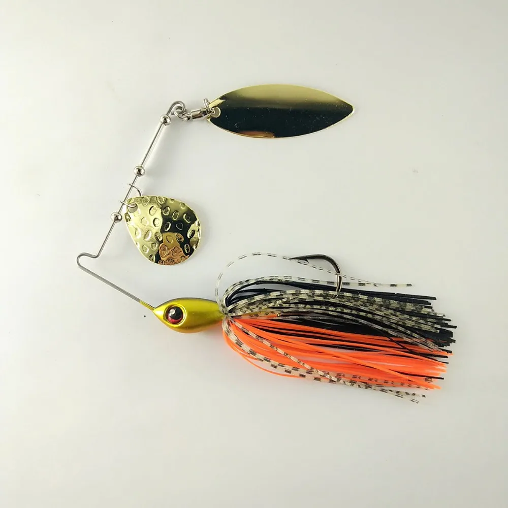 BassLegend-pesca DB-Spin cebo de Metal Spinnerbait doble hoja Bass Pike trucha Chub señuelo 10g - imagen 5