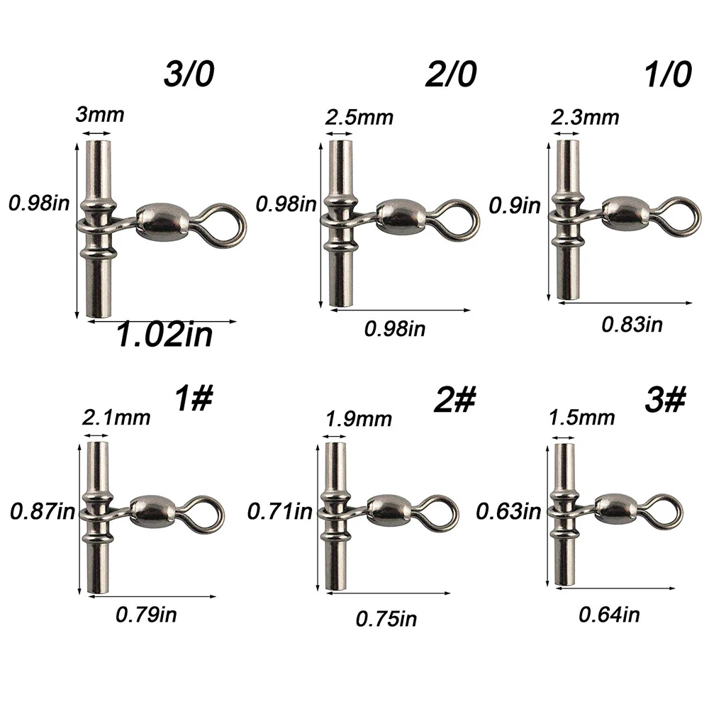 Grúa de línea cruzada giratoria de pesca, manguitos giratorios en forma de T de 3 vías, accesorios de conector de línea de aparejos de pesca, 50 piezas - imagen 2