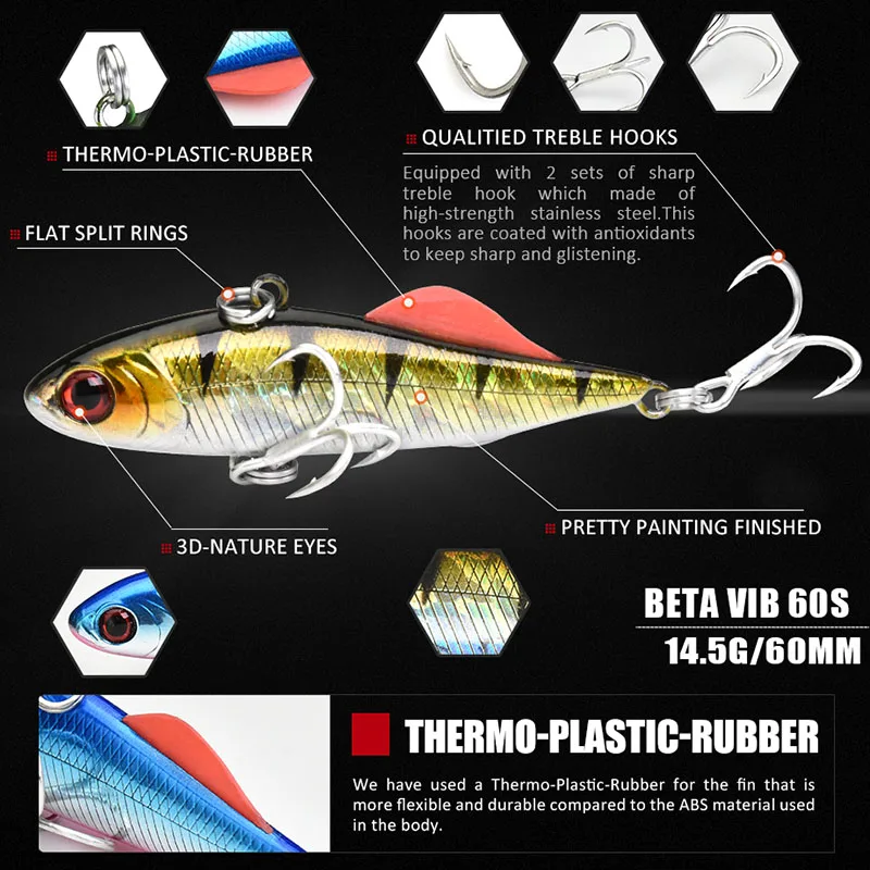 ALLBLUE-señuelo de PESCA de hundimiento BETA 60S 14,5g 60mm, cebo Artificial para PESCA en hielo, Jigging, VIB, señuelo de PESCA de lubina dura - imagen 2