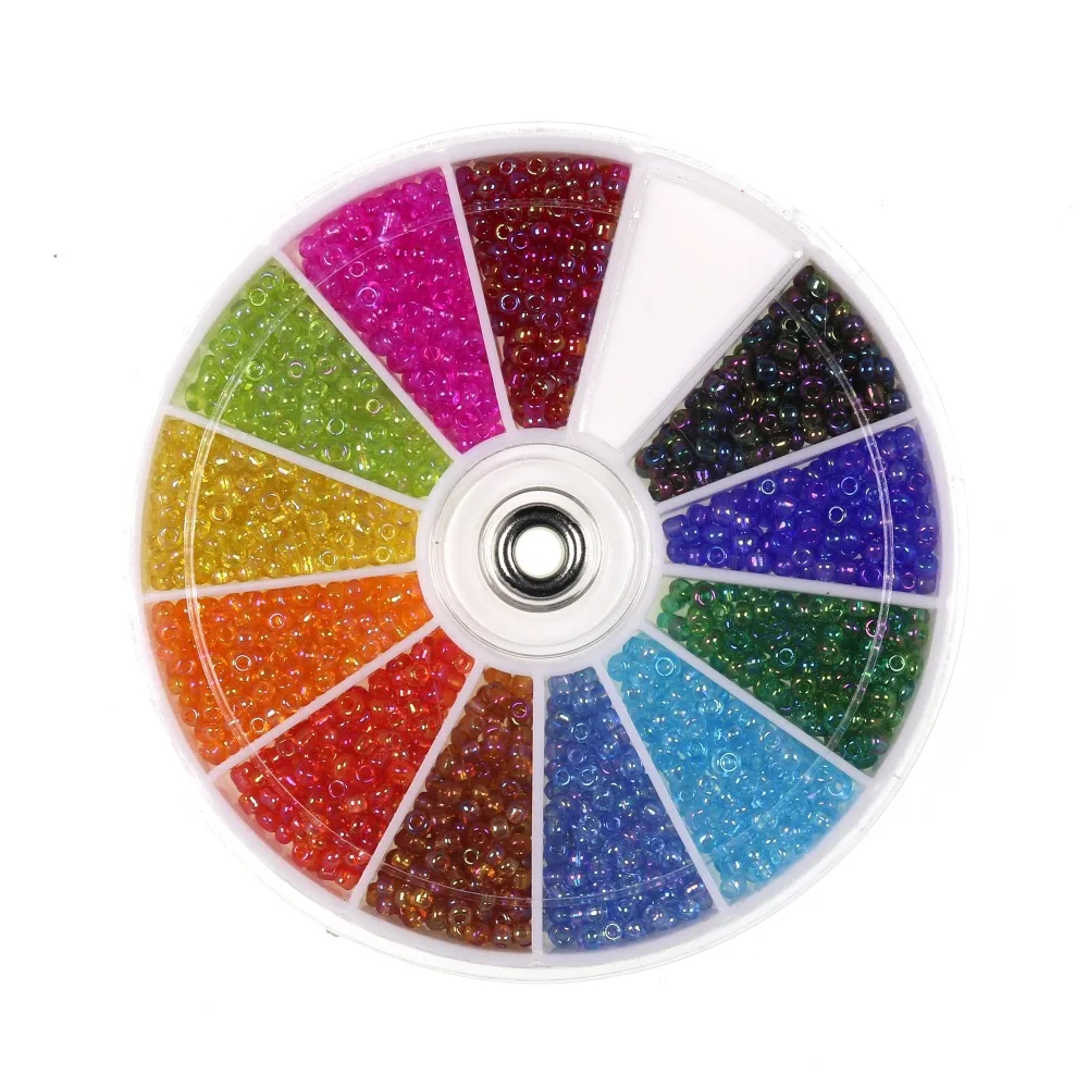 Bimoo 12 colores Dia. Cuentas de vidrio holográfico de 2,3 MM, cuentas de cabeza de Micro Midge, Material de atado de moscas de Nymph en caja dispensadora - imagen 4