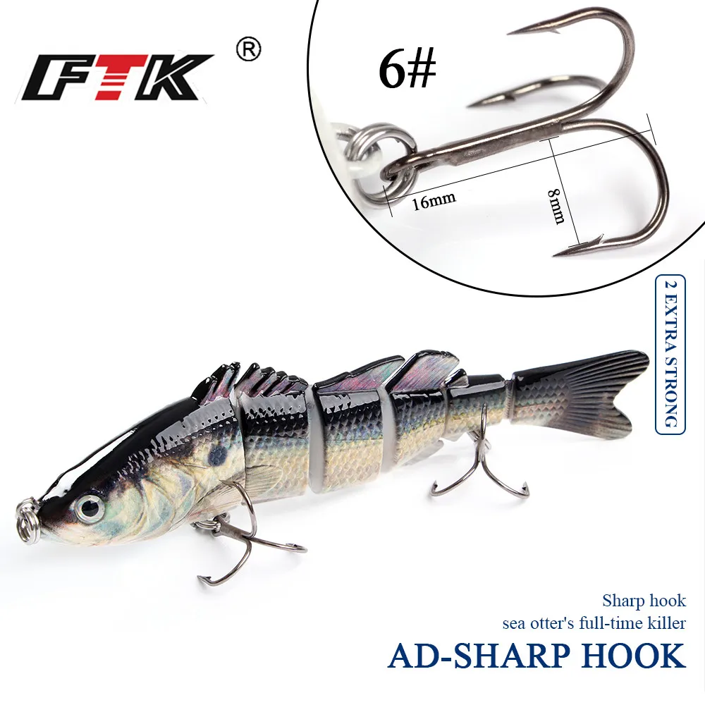 FTK 6 segmentos señuelo de pesca Swimbait 150mm 40g ojos 3D hundimiento cebo Artificial articulado señuelo duro Wobblers Bass - imagen 4