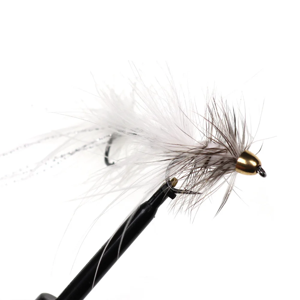 Señuelo de pesca falso, 2 piezas #4, doble gancho, amarillo y blanco, marabú, Streamer, Mosca, pez para Lucio, trucha, Mosca, pececillo - imagen 4