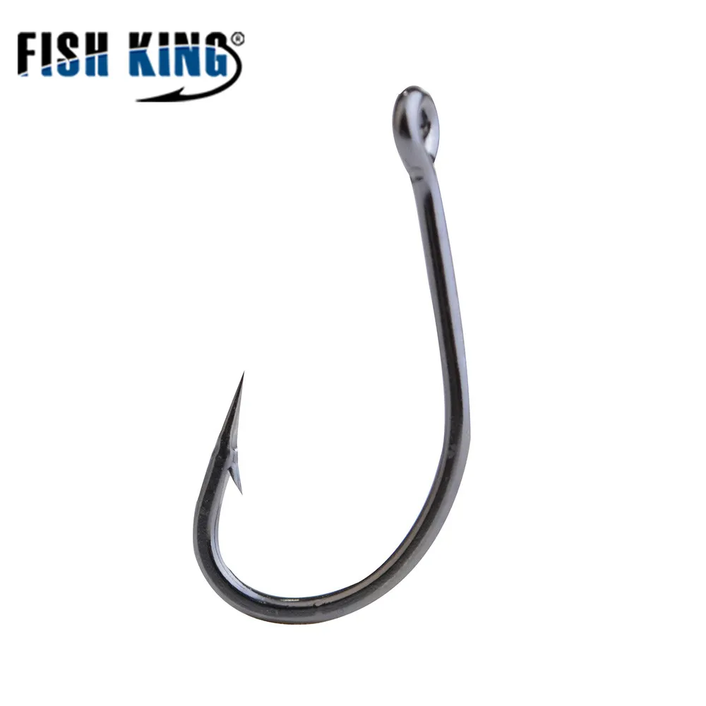FISH KING-anzuelo de púas de acero al carbono, soporte de cebo anillado, anzuelos de pesca de carpa, 50 unidades por lote, tamaño 1 #-10 # - imagen 2
