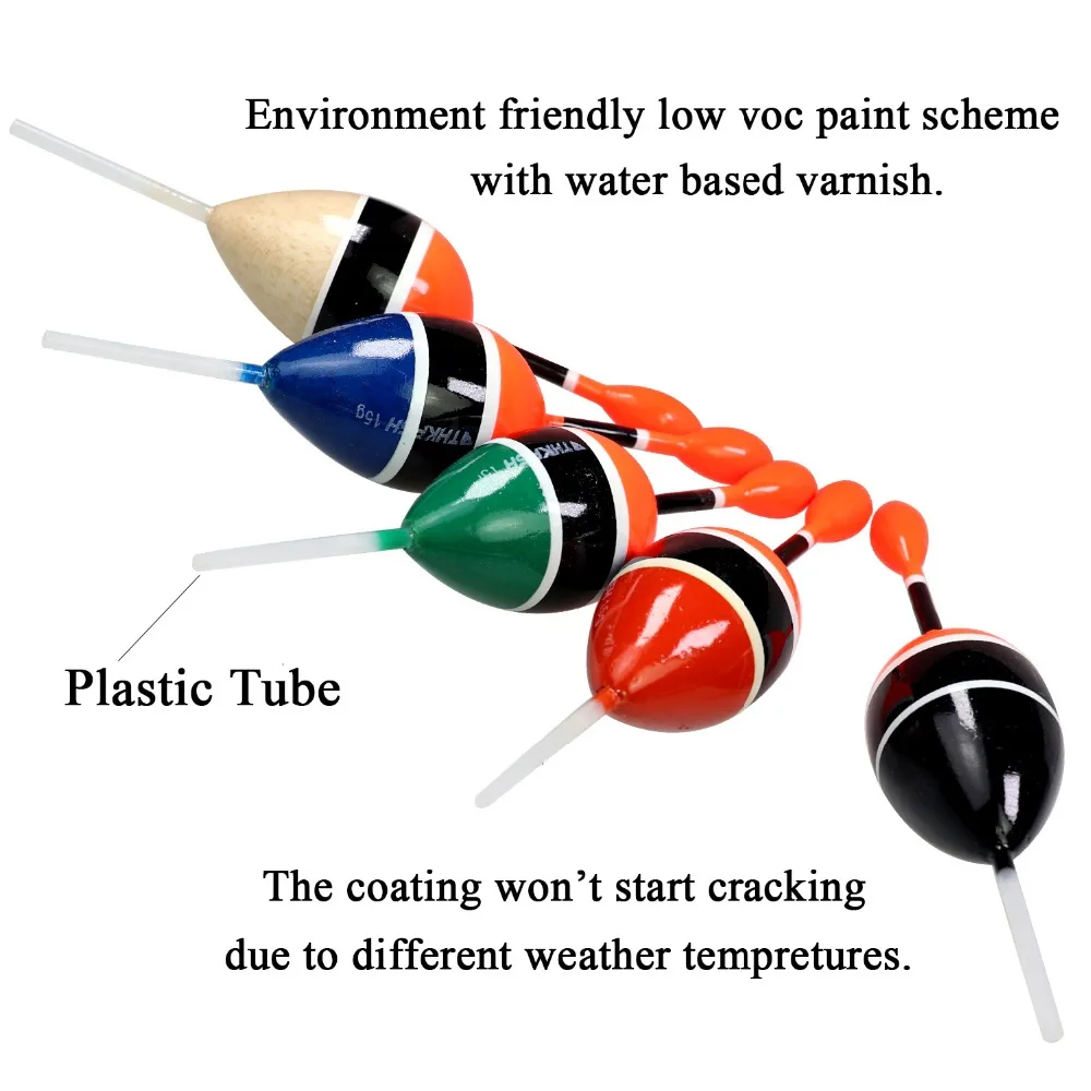 THKFISH 5 uds flotadores de pesca de agua dulce deslizamiento Bobbers Balsa madera mar pesca Bobber boyas para tipo de pez lubina 15g flotador - imagen 5