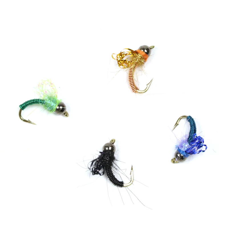 Bimoo 6PCS # 14 cabeza de cuentas de latón de hundimiento rápido alambre de cobre Baetis Ninfa mosca trucha Grayling Panfish Señuelos de pesca moscas de pesca - imagen 2
