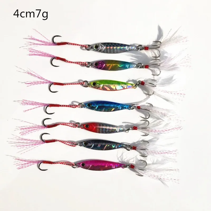 Pesca Jigs de vibración lenta señuelo Shore Casting Jigbait Artificial señuelos de Metal duro cebo anzuelos dobles 7g 15g 25g lote 7 piezas - imagen 4