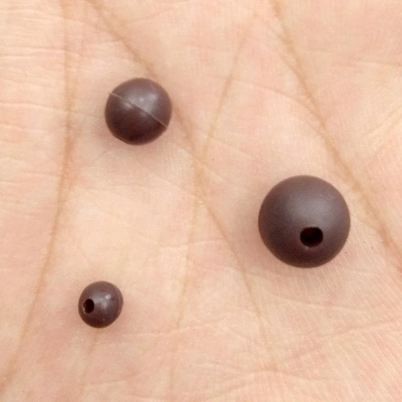 Shaddock-Cuentas blandas para pesca de carpa, aparejos de pesca de carpa, plástico térmico, goma, gris oscuro, flotantes, redondas, 50 Uds. - imagen 4