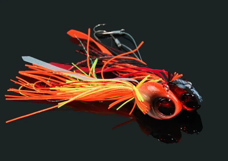 Plantillas de pesca en el océano, 40g, señuelos artificiales, Jigbait, plantilla de goma sin viento, Buzzbait, calamar, cabeza de pez, gancho de calidad - imagen 2