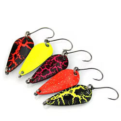 Señuelo de pesca, cucharas de cobre, señuelos de Metal artificiales, cebo duro de 3cm, 2,7g, aparejos de pesca de un solo gancho, lote de 5 piezas en oferta